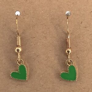 18k Gold Platted Petite Heart Dangle Earrings
